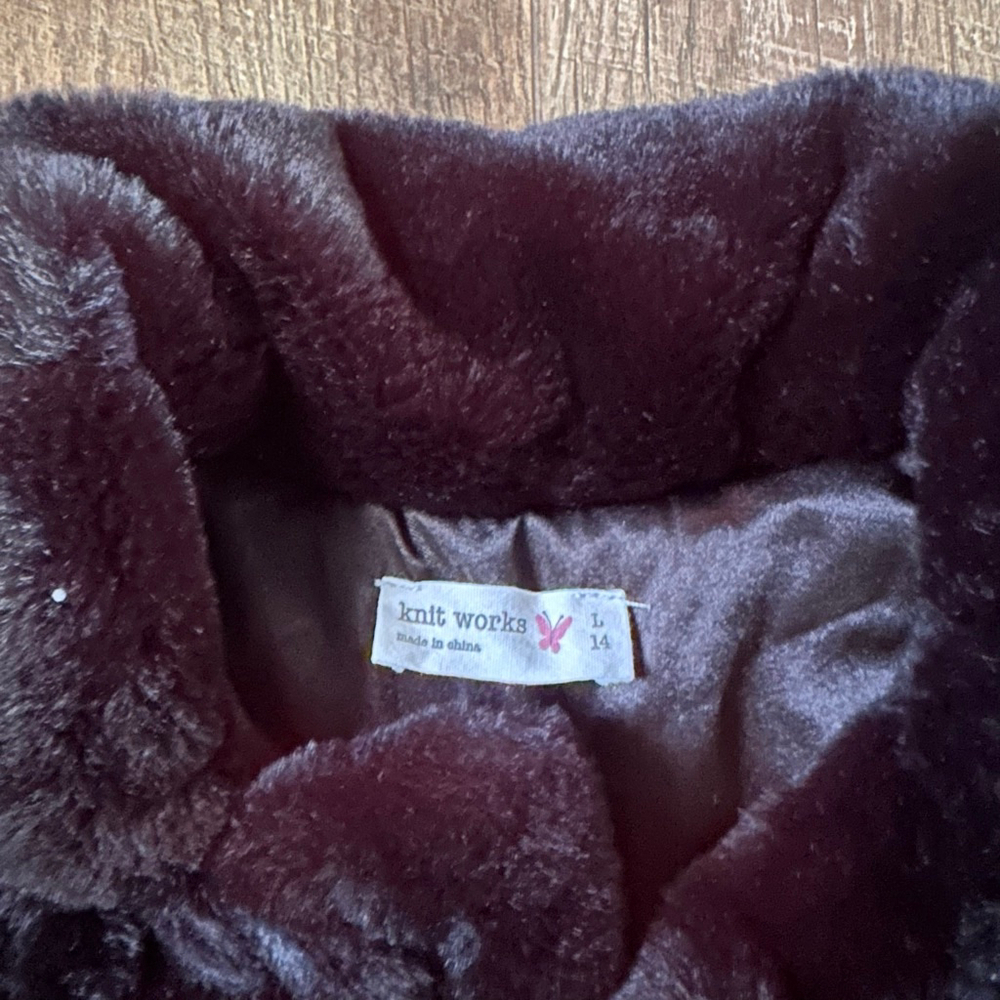 Women's Knit Works Black Faux Fur Cropped Jacket Size 14 - Picture 5 of 14